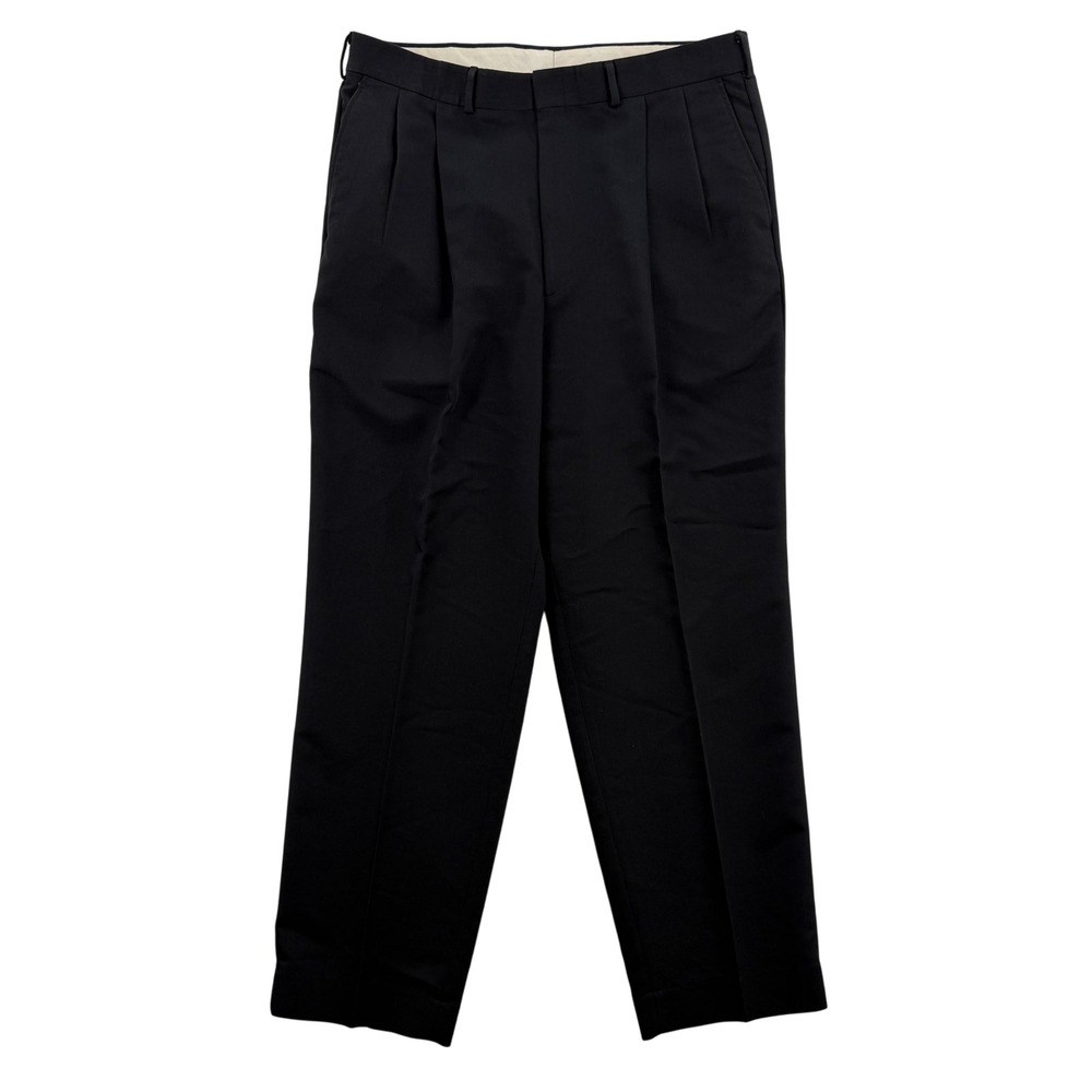 VTG Farah Platinum Pants Mens 36x30 Black Dress Trousers Pleated Wool Blend Cuff